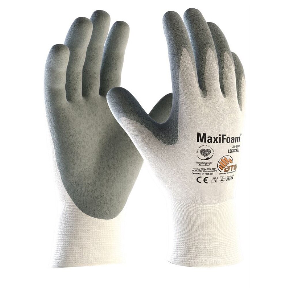 Manusi de protectie MaxiFoam - 4121 (34 800), culoare alb - gri, marimea 7