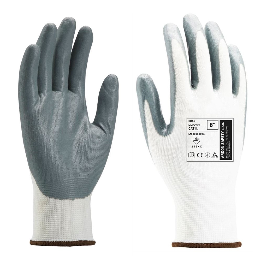 Manusi de protectie Brad - 3122XX, culoare alb - gri, marimea 7