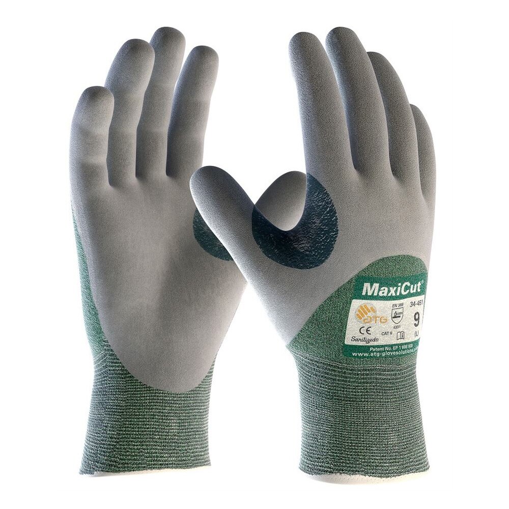 Manusi de protectie MaxiCut - 3/4 - 4342B (34 451), culoare verde - gri, marimea 9