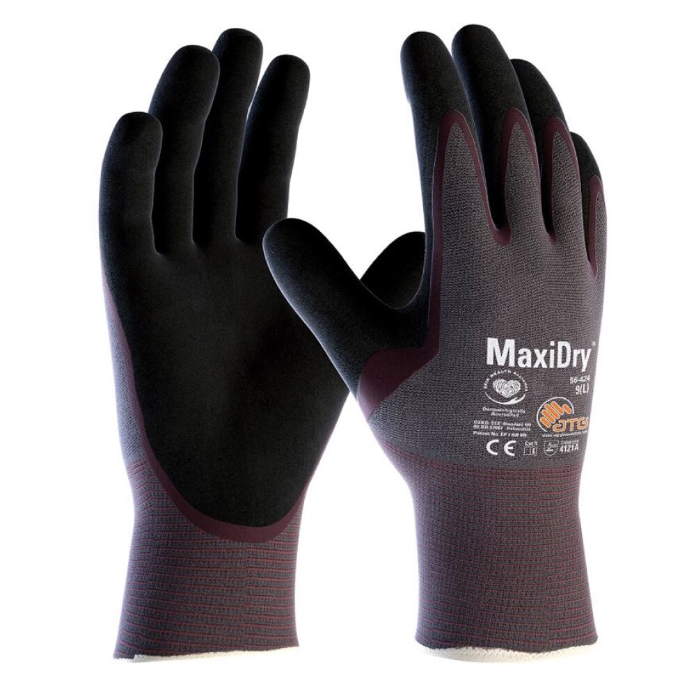 Manusi de protectie MaxiDry - 4121A (56 424), culoare violet, marimea 8