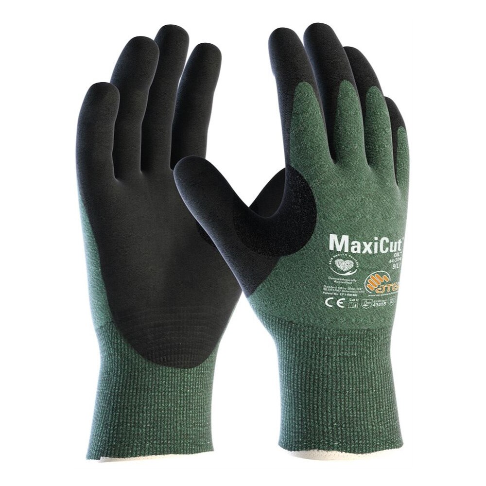 Manusi de protectie MaxiFlex Oil - 4341 (44 304), culoare verde - negru, marimea 8