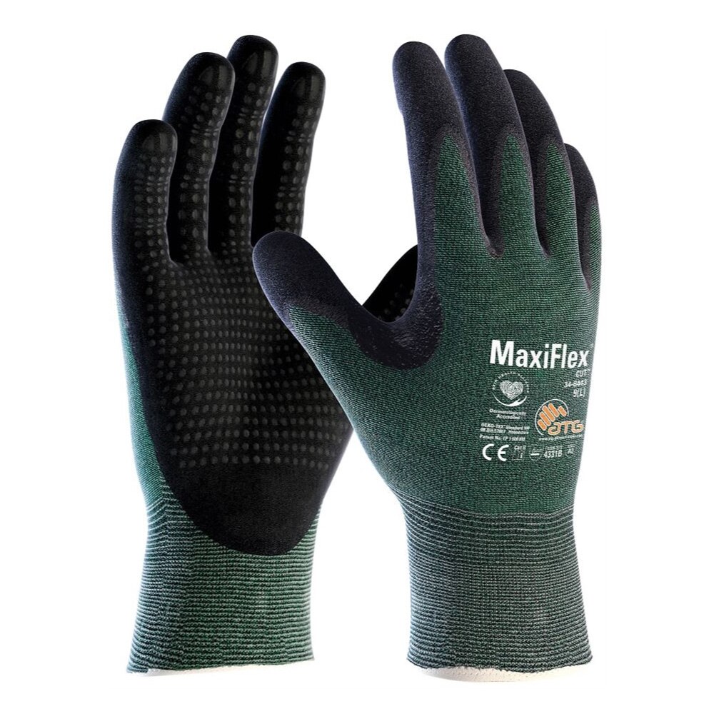 Manusi de protectie MaxiFlex Cut - cu picouri/puncte - 4331 (34 8443), culoare verde - negru, marimea 7