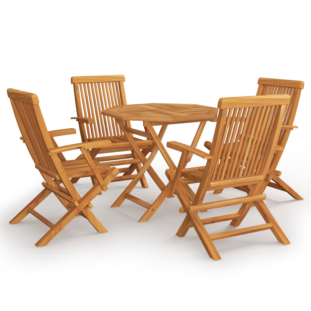 Set mobila gradina cu 1 masa rotunda si 4 scaune, vidaXL, Lemn, 85 x 85 x 76 cm, Maro