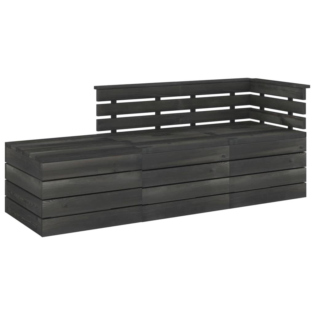 Set mobilier de gradina cu 2 corpuri de canapea si 1 taburet, vidaXL, Lemn, 60 x 65 x 71.5 cm, Gri