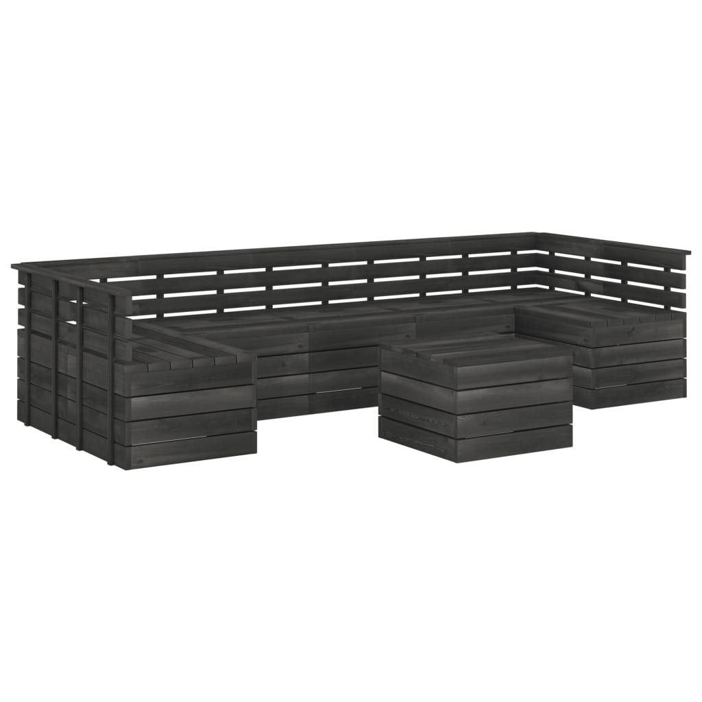 Set mobilier pentru gradina din paleti cu 7 piese, vidaXL, Lemn, 60 x 65 x 71.5 cm, Gri