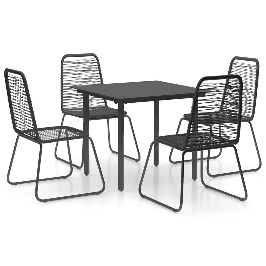 Set mobila de gradina cu 1 masa si 4 scaune, vidaXL, PVC, 80 x 80 x 74 cm, Negru