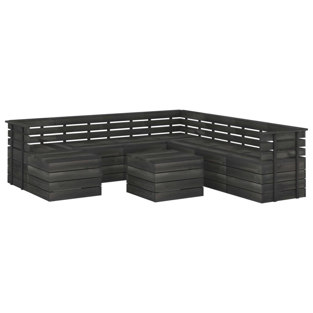 Set mobilier pentru gradina din paleti cu 9 piese, vidaXL, Lemn, 60 x 65 x 71.5 cm, Gri