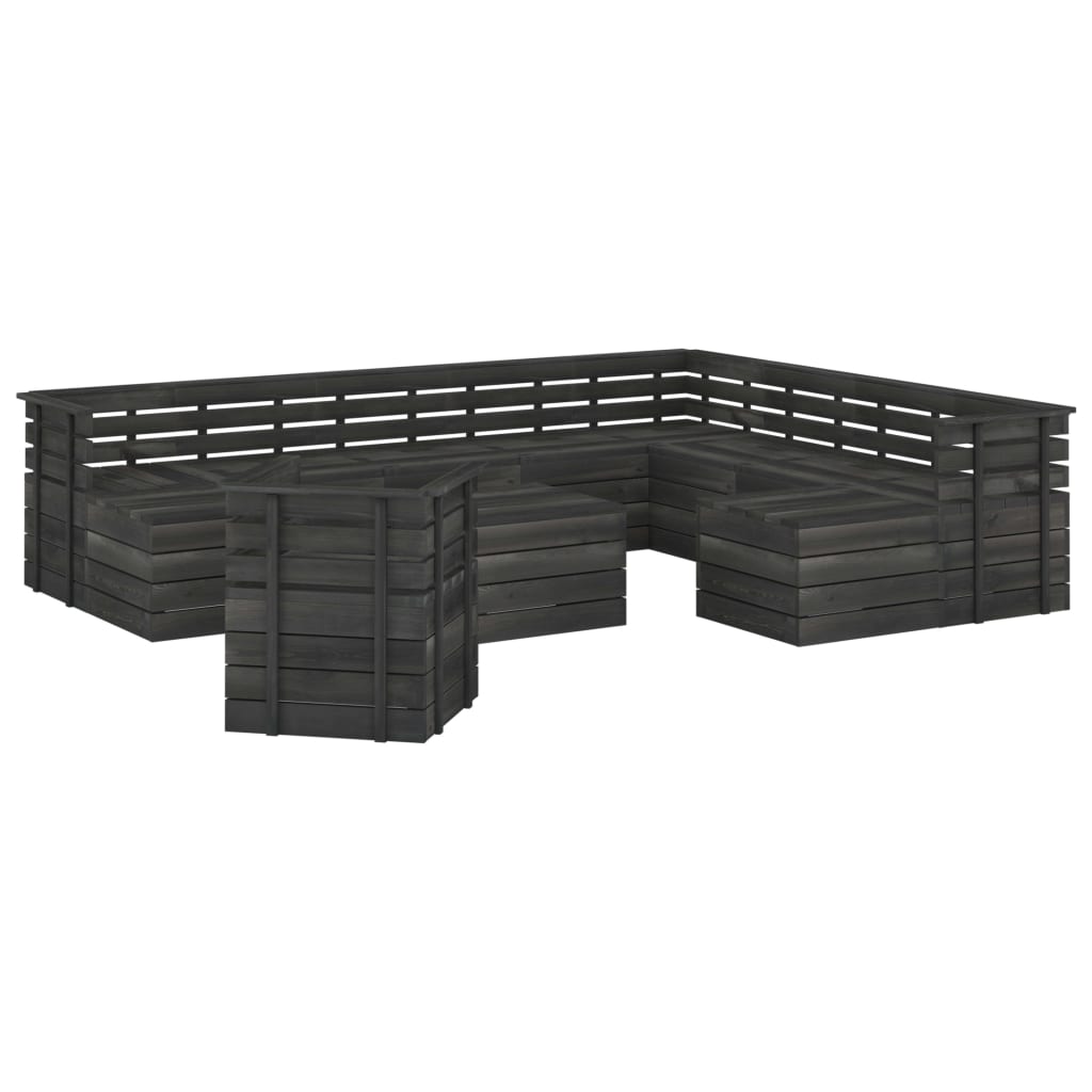 Set mobilier pentru gradina din paleti cu 14 piese, vidaXL, Lemn, 70 x 65 x 71.5 cm, Gri