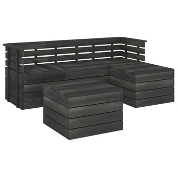 Set mobilier pentru gradina din paleti cu 5 piese, vidaXL, Lemn, 60 x 65 x 71.5 cm, Gri Set mobilier pentru gradina din paleti cu 5 piese, vidaXL, Lemn, 60 x 65 x 71.5 cm, Gri