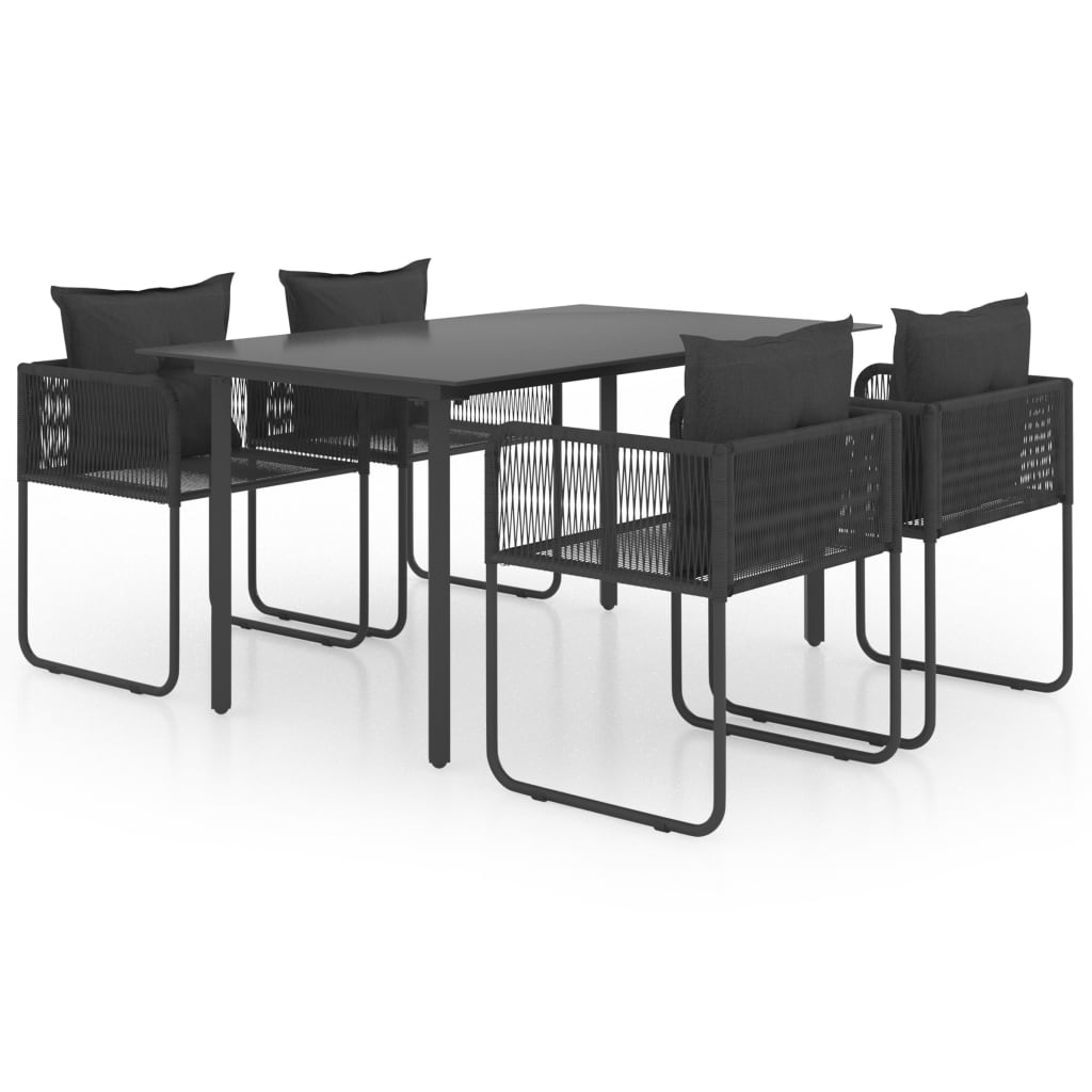 Set mobila de gradina cu 5 piese cu 4 perne de spatar, vidaXL, PVC, 150 x 80 x 74 cm, Negru