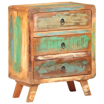 Comoda cu 3 sertare, vidaXL, Lemn masiv reciclat, 60 x 35 x 75 cm, Multicolor Comoda cu 3 sertare, vidaXL, Lemn masiv reciclat, 60 x 35 x 75 cm, Multicolor