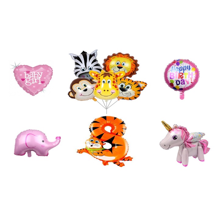 8 éves jubileumi lufi készlet, állatok, szám, 10 db