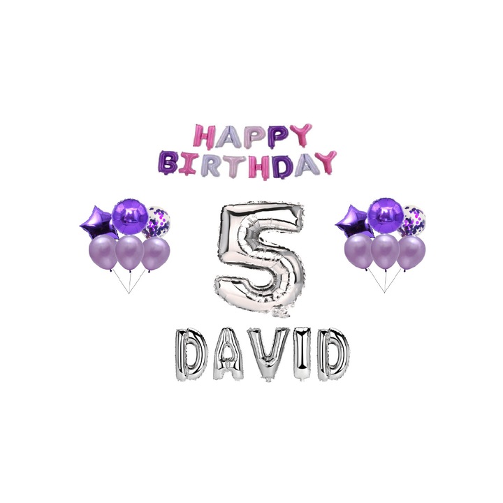 Lila boldog születésnapot lufi csomag, 15 db
