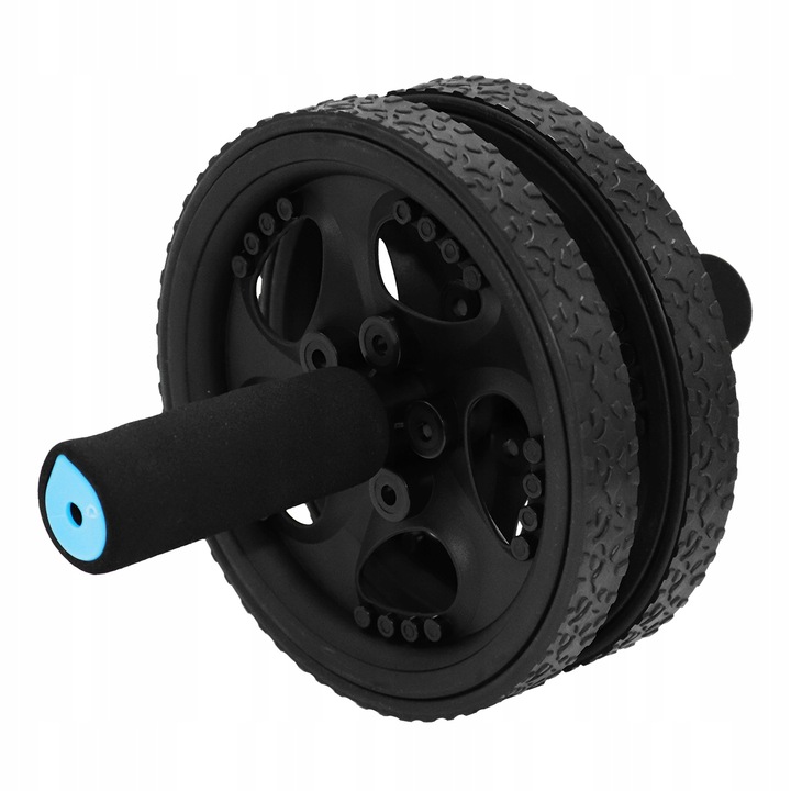 Roata abdominala SportVida, Cauciuc, Negru/Albastru