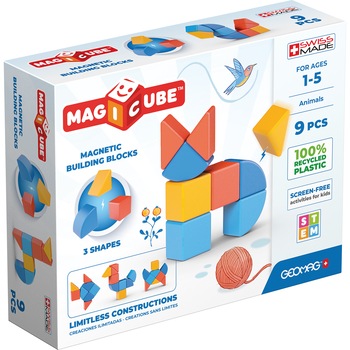 Set de constructie magnetic, Magicube Animale, 9 piese, Geomag, 201 Set de constructie magnetic, Magicube Animale, 9 piese, Geomag, 201