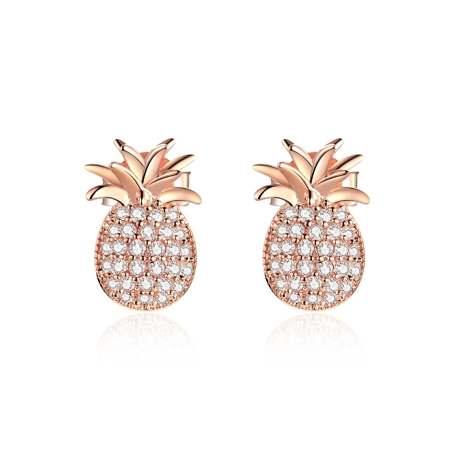 Cercei din argint Rose Gold Shiny Pineapple