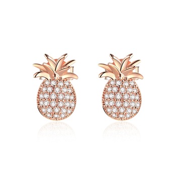 Cercei din argint Rose Gold Shiny Pineapple Cercei din argint Rose Gold Shiny Pineapple