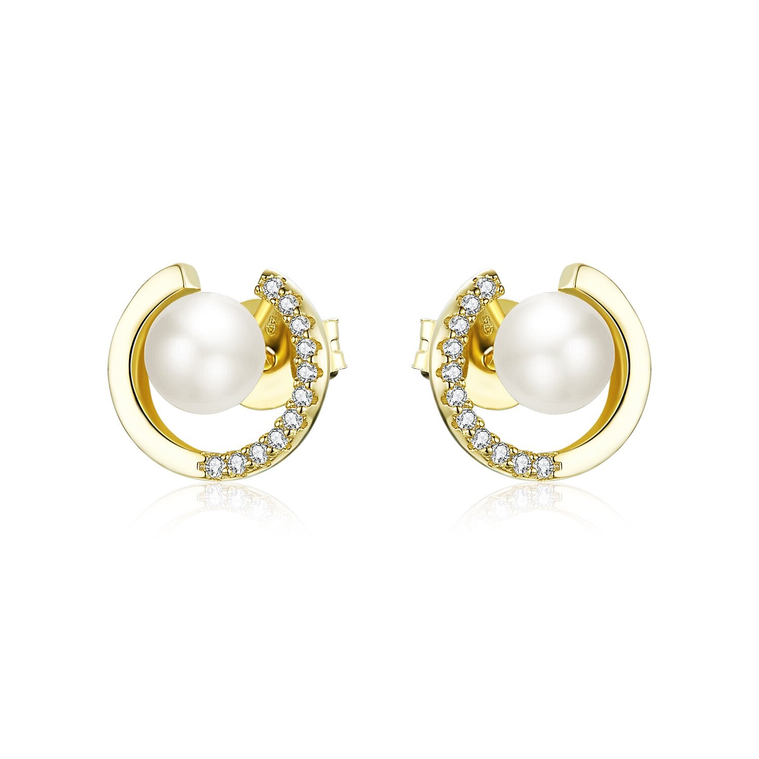 Cercei din argint Golden Diamonds Pearls