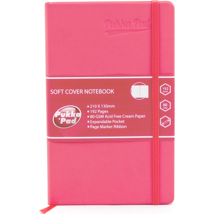 Agenda Pukka Pad Signature PU coperta soft A5 dictando, 192 pagini, coral