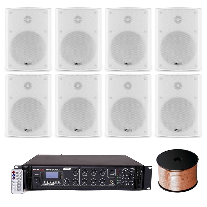 Аудио система за тераса с 8 високоговорителя BC50V White, Bluetooth, USB, 180W