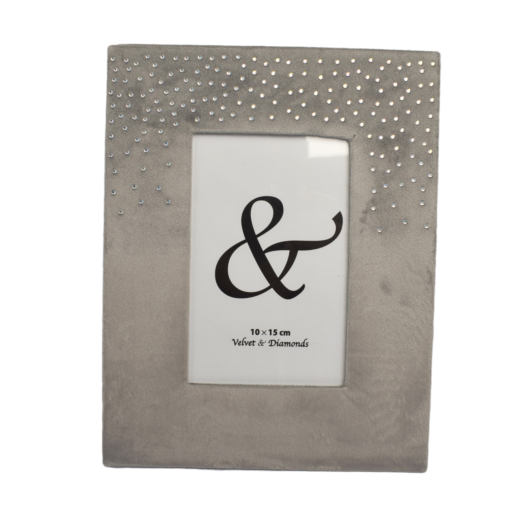 Rama foto din catifea cu pietricele Vellet & Diamonds, bej deschis, 23 x 18 cm