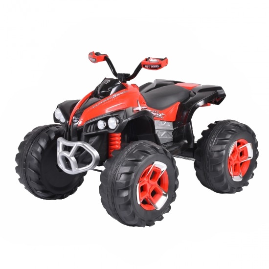 ATV BO Off Road FB-6677, baterie 12V/7Ah, 2 motoare 12V390, 2 viteze, lumini fata/spate, telecomanda 2.4 GHz, rosu/negru