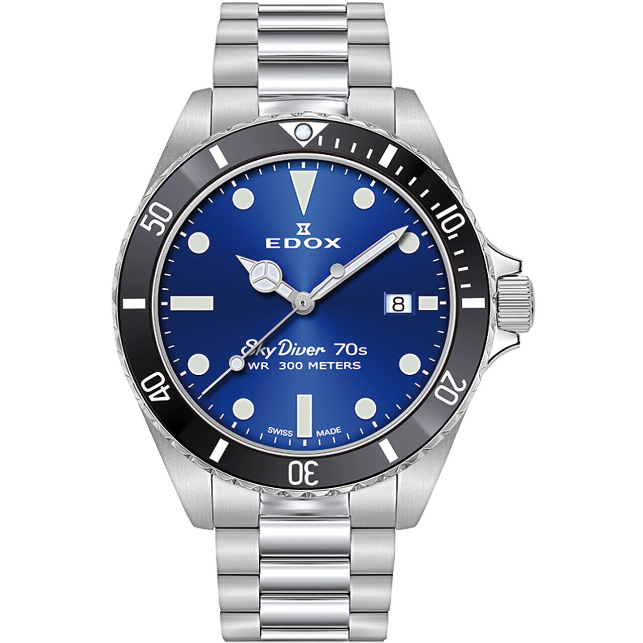 Ceas barbatesc Edox 53017-3NM-BUI, Quartz, 42mm, 30ATM, Argintiu
