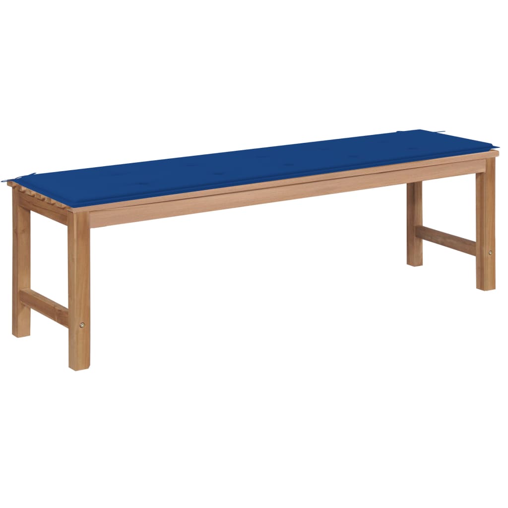 Banca de gradina cu salteluta sezut, vidaXL, Lemn de tec, 150 x 40 x 45 cm, 4 cm, Maro-Albastru regal
