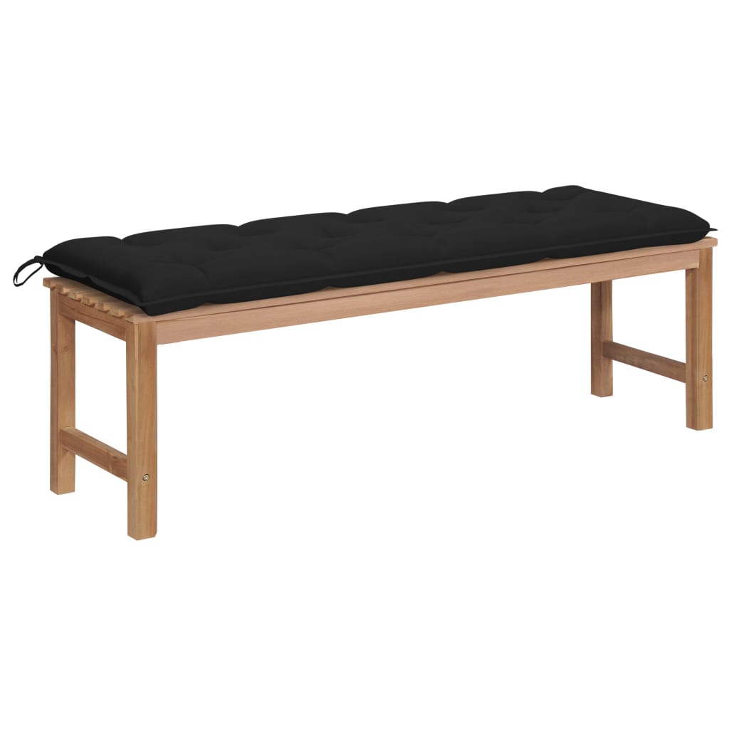 Banca de gradina cu salteluta sezut, vidaXL, Lemn de tec, 150 x 40 x 45 cm, 7 cm, Maro-Negru