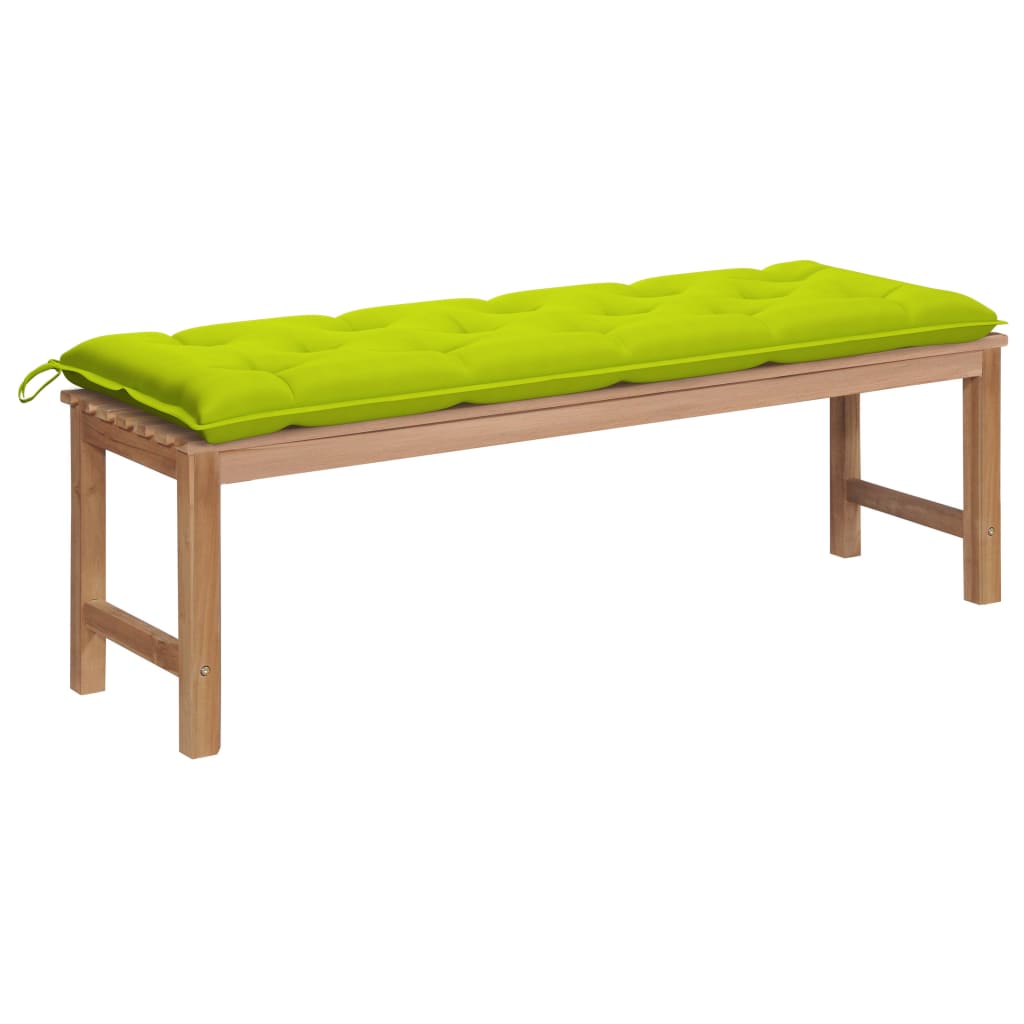 Banca de gradina cu salteluta sezut, vidaXL, Lemn de tec, 150 x 40 x 45 cm, 7 cm, Maro-Verde aprins