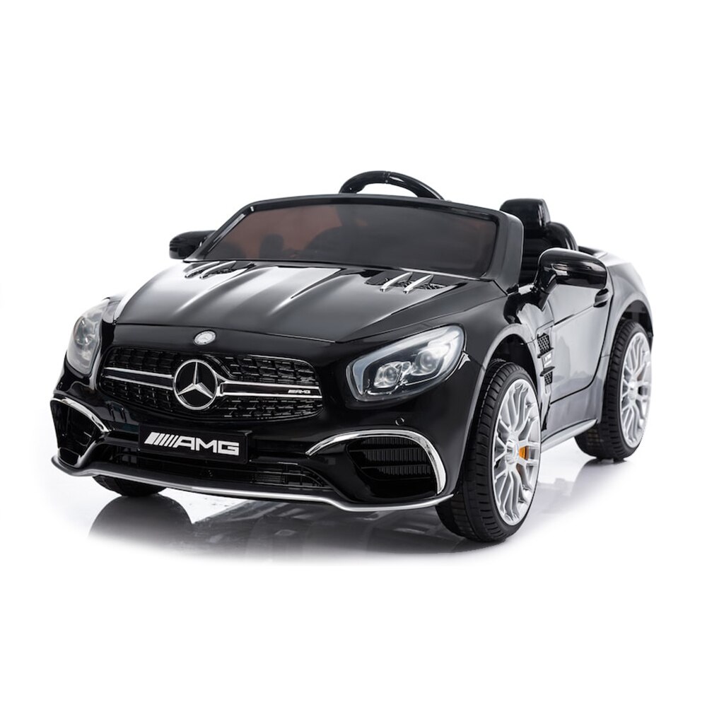 Masina cu telecomanda BO Mercedes SL63, negru, baterie de 12V 7A, roti EVA, 2 viteze, faruri si stopuri cu lumini