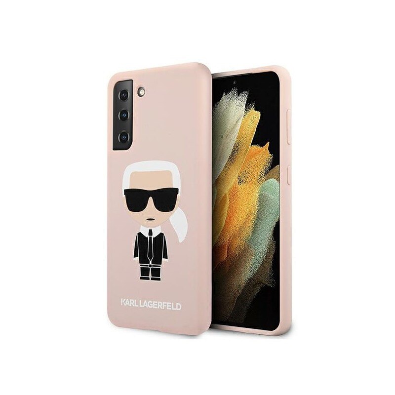 Husa Premium Karl Lagerfeld Compatibila Cu Samsung Galaxy S21, Silicon Iconic, Roz - Klhcs21sslfkpi