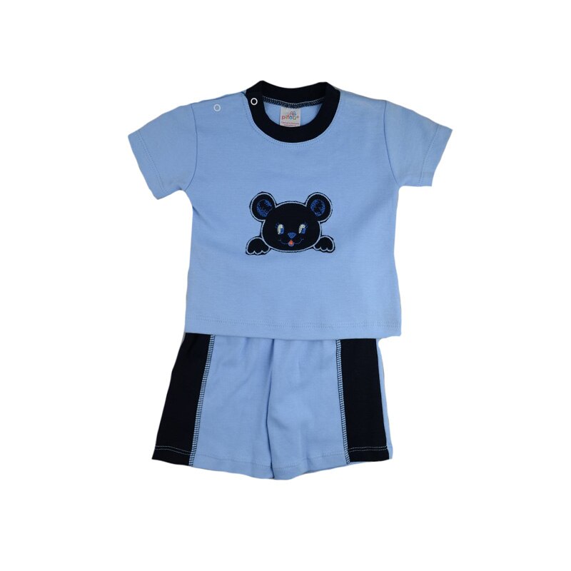 Compleu 2 piese de vara pentru baieti Pifou 32-74A, Albastru 74 cm