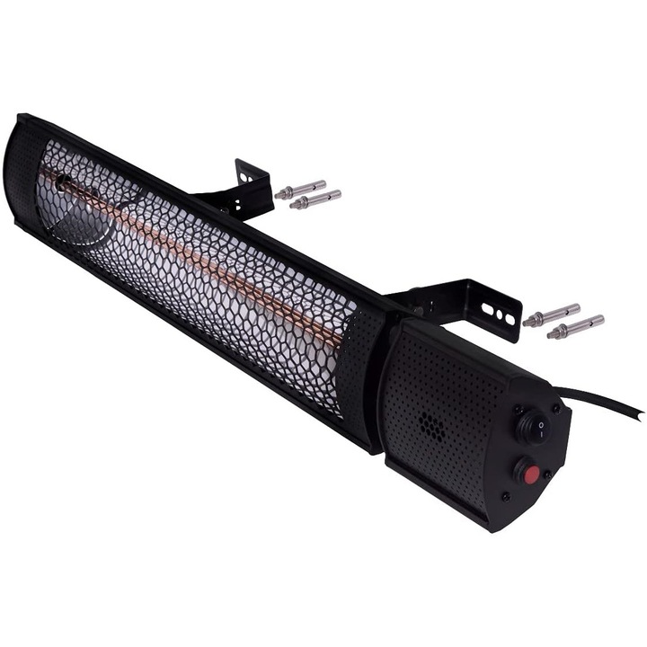 Incalzitor de terasa VONROC, PH502AC, putere 2000W, aria incalzita 10-12m², culoare 1500K, protectie IP55, telecomanda, raze infrarosii, greutate 2,03kg, negru