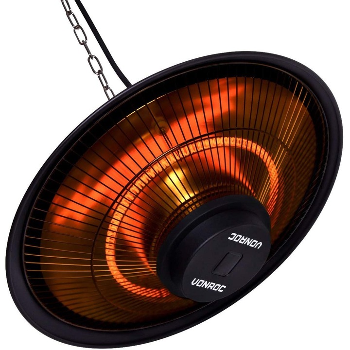 Teraszfűtő, VONROC, PH501AC, ALBANO, infravörös sugarak, 1500W, 7-9m² fűtött terület, 1600K, IP44 védelem, távirányító, 2,36kg, fekete