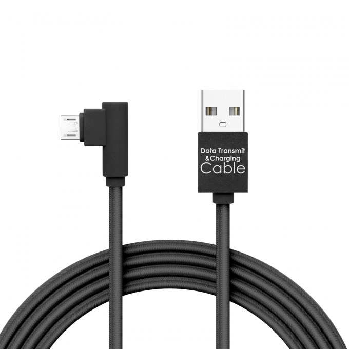 Cablu de date Micro USB, Gamer, executie 90°, negru, 2m, 2A