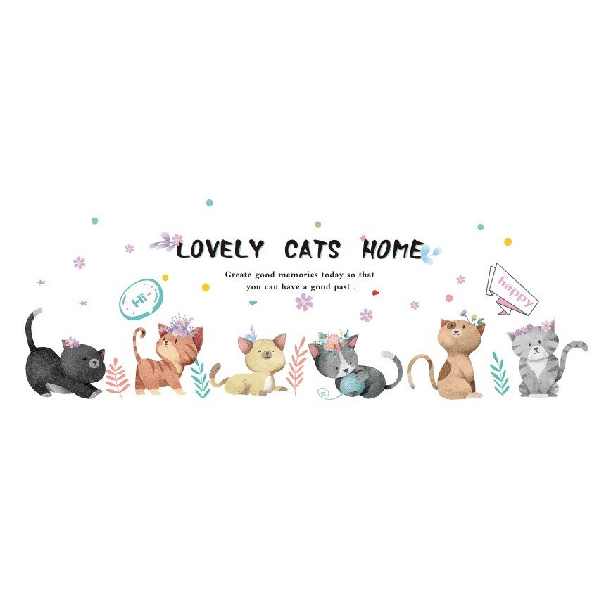 Gatti romantic pvc nero scontornato adesivi murali cat wal sticker cropped  1 PZ.