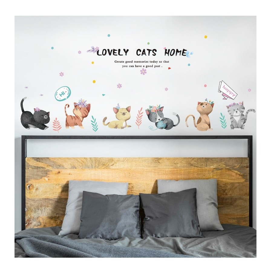 Sticker decorativ, Pisici, Lovely cats home, 135 cm, 728STK 