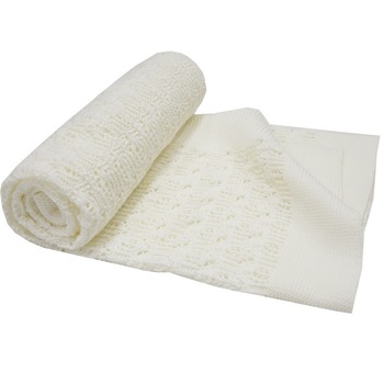 Paturica din Bumbac, Eko, 80x80 cm, Tricotata, Ecru Paturica din Bumbac, Eko, 80x80 cm, Tricotata, Ecru