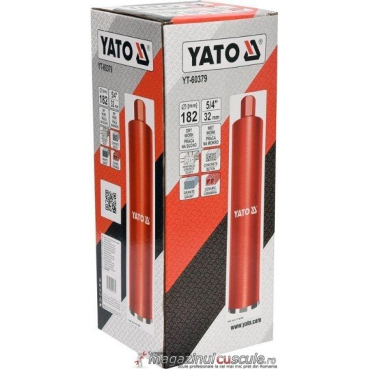 Carota diamantata Yato prindere 5/4, diametru 182 mm pentru masina de gaurit YT-81980