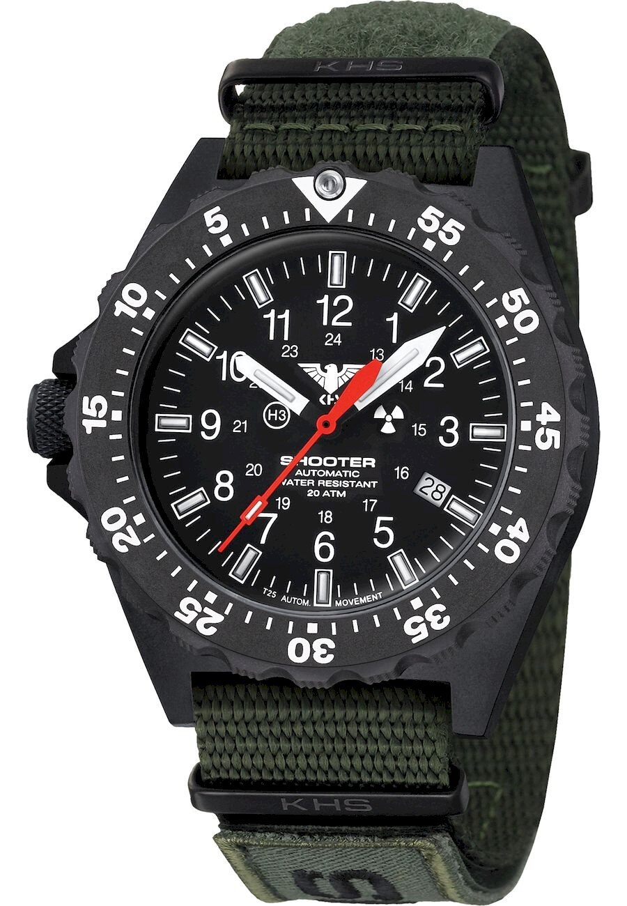 Ceas barbati, KHS, Analog, 51mm, Negru/Kaki
