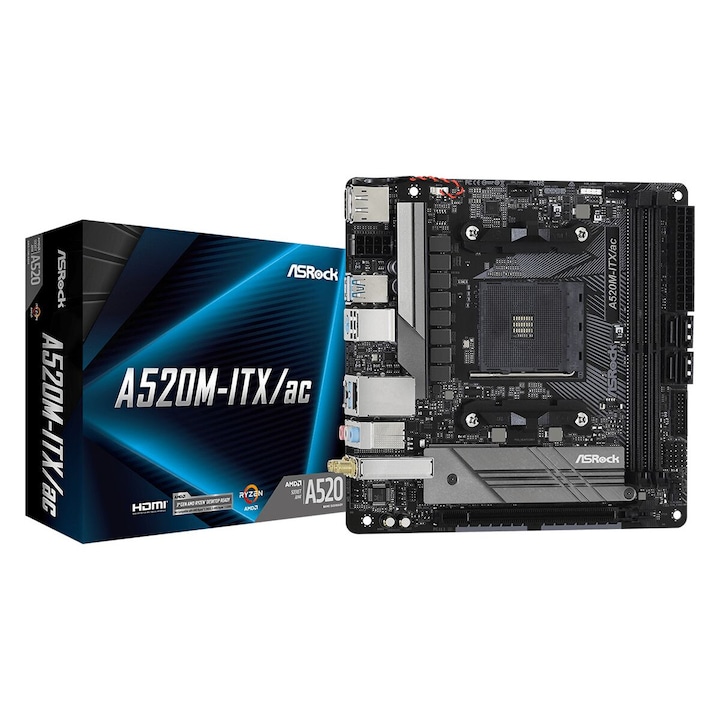 ASRock A520M-ITX/ac - motherboard - mini ITX - Socket AM4 - AMD A520