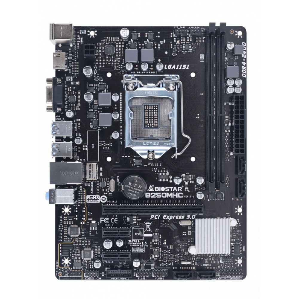 Placa de baza BIOSTAR B250MHC, Intel, socket 1151, Ver 7.0