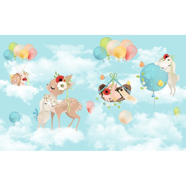 Fototapet Vlies, Finisaj Mat, Dimensiuni 300 x 200, Animale si Baloane
