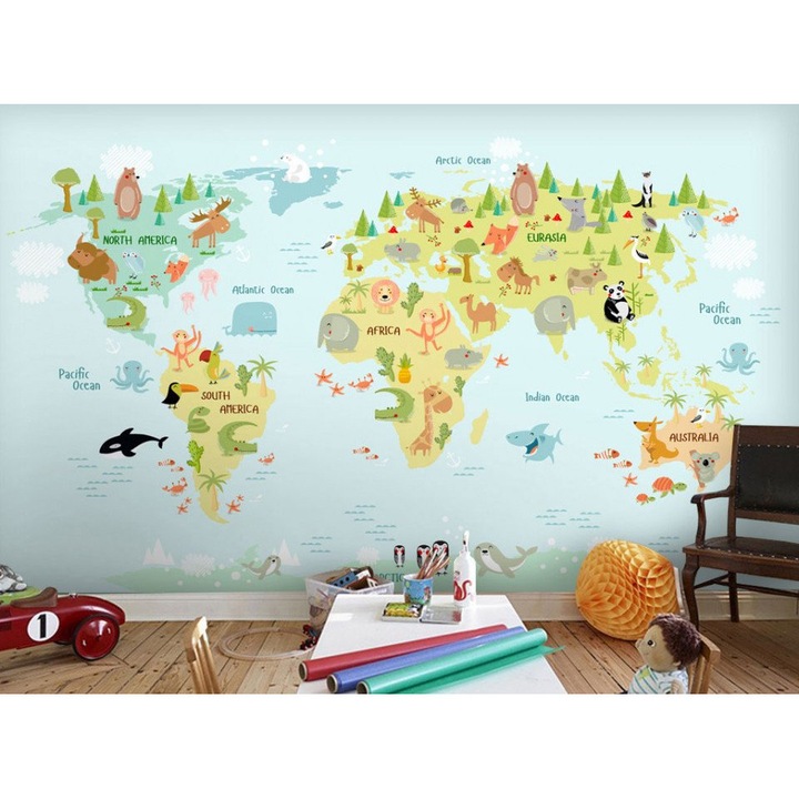 Fototapet Vlies, Finisaj Mat, Dimensiuni 300 x 200, Animale pentru Copii