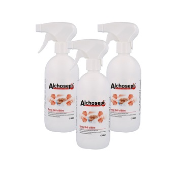 Set 3 buc. x Alchosept Klintensiv la 500 ml, dezinfectant spray pentru maini si tegumente, Avizat MS Set 3 buc. x Alchosept Klintensiv la 500 ml, dezinfectant spray pentru maini si tegumente, Avizat MS