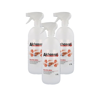 Set 3 buc. x Alchosept Klintensiv 1000 ml, dezinfectant spray pentru maini si tegumente, Avizat MS Set 3 buc. x Alchosept Klintensiv 1000 ml, dezinfectant spray pentru maini si tegumente, Avizat MS