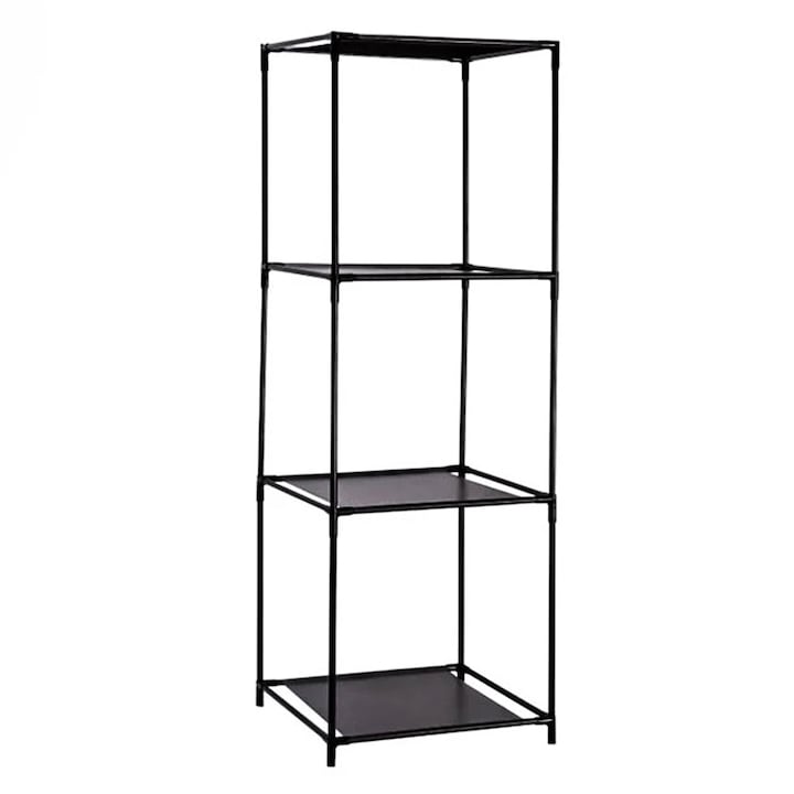 Raft dulap metalic, Cu 3 spatii, 35 x 35 x 102 cm, Negru