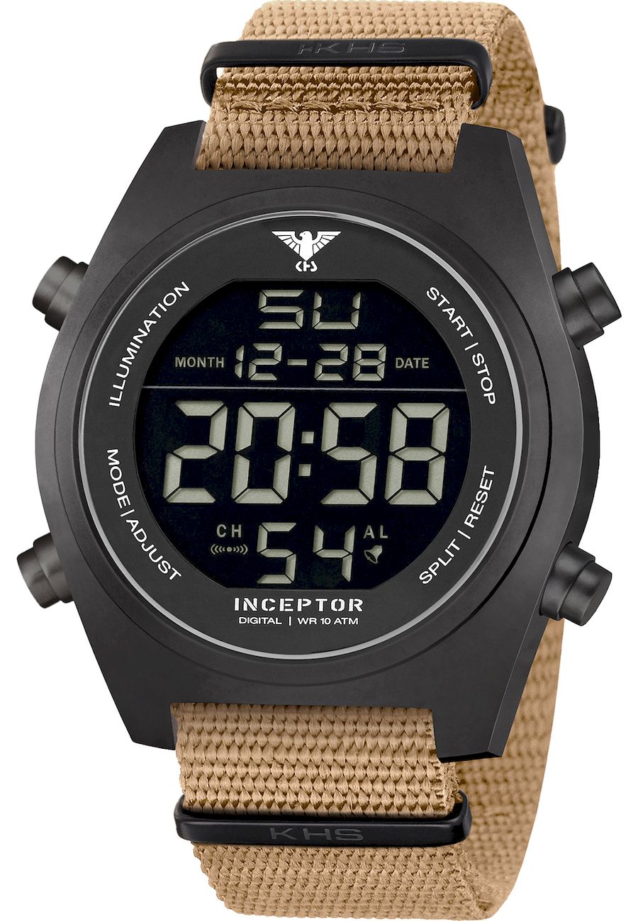 Ceas barbati, KHS, Analog, 50mm, Bej/Negru