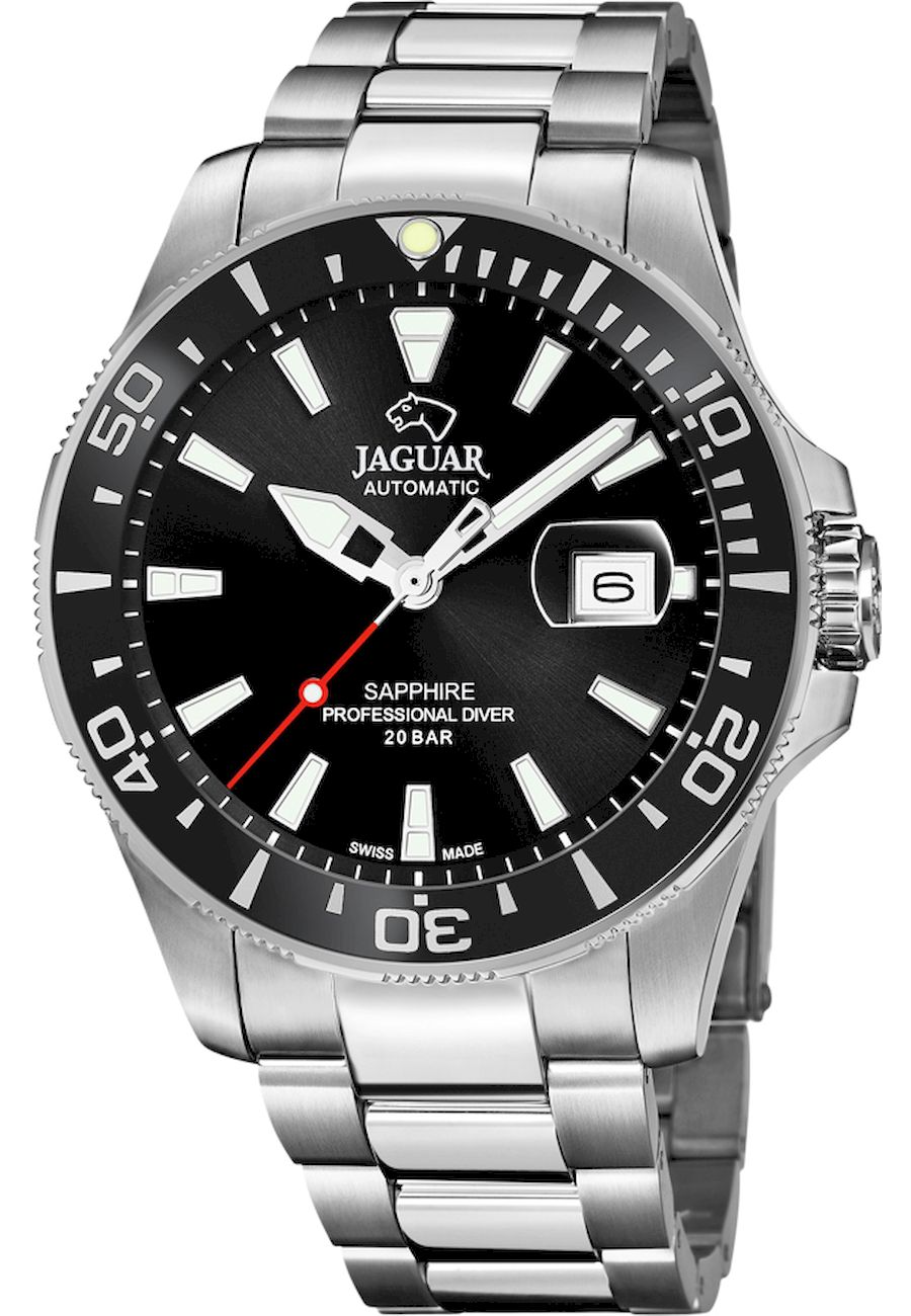 Ceas analogic barbatesc, Jaguar, J886/3, 20 ATM, Argintiu/Negru
